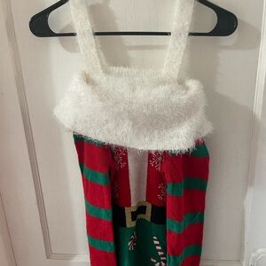 Festive Red and Green Striped Holiday Dress